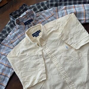 Lot Of 3 Ralph Lauren Shirt Mens Large Plaid Stripe Button Down Cotton Casual